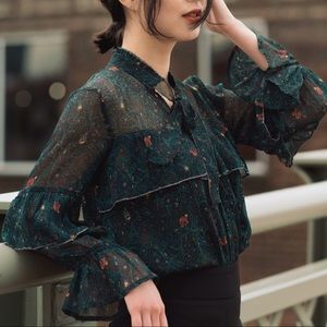 Bohemian Paisley Tie-Neck Blouse